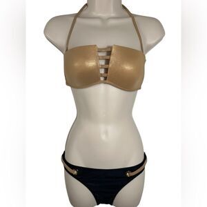 Mar Egeu Brazilian Swimwear Black & Gold Glitter Shimmer Sexy Bikini Set